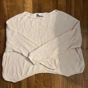 Zara Soft Beige Knit Cropped Pullover Sweater